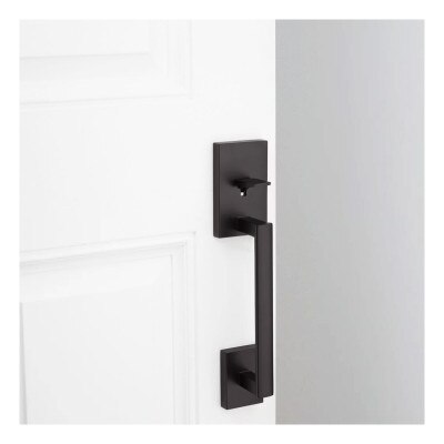 Kwikset San Clemente Handle with Halifax Lever, Square, Matte Black